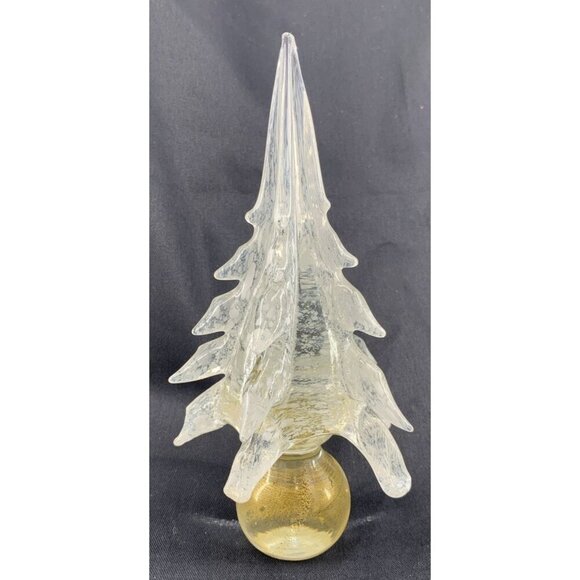 Murano Other - Murano Glass Christmas Tree 8" Tall Clear White Gold Handcrafted